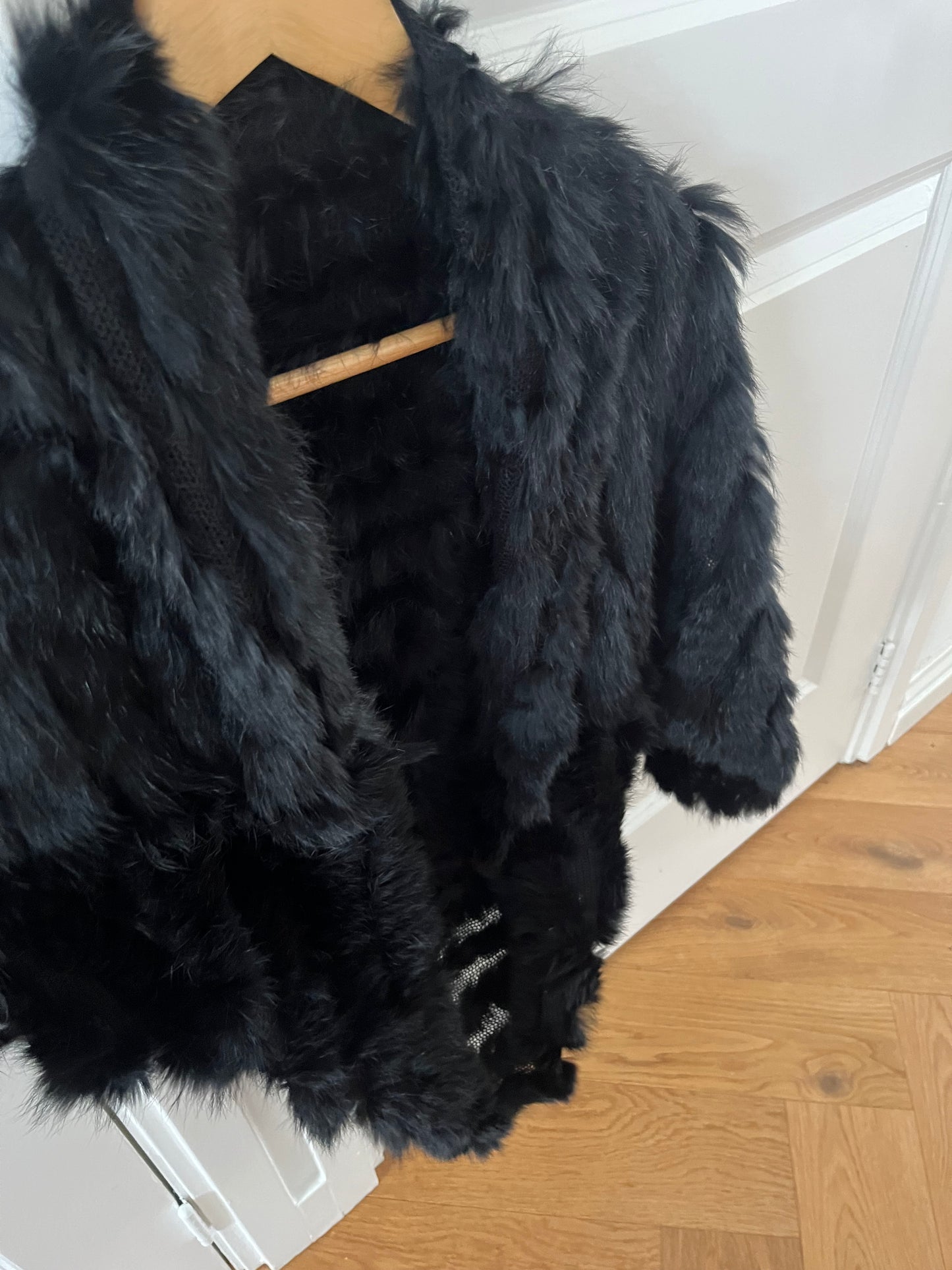 BLACK BOLERO WITH RABBIT FUR