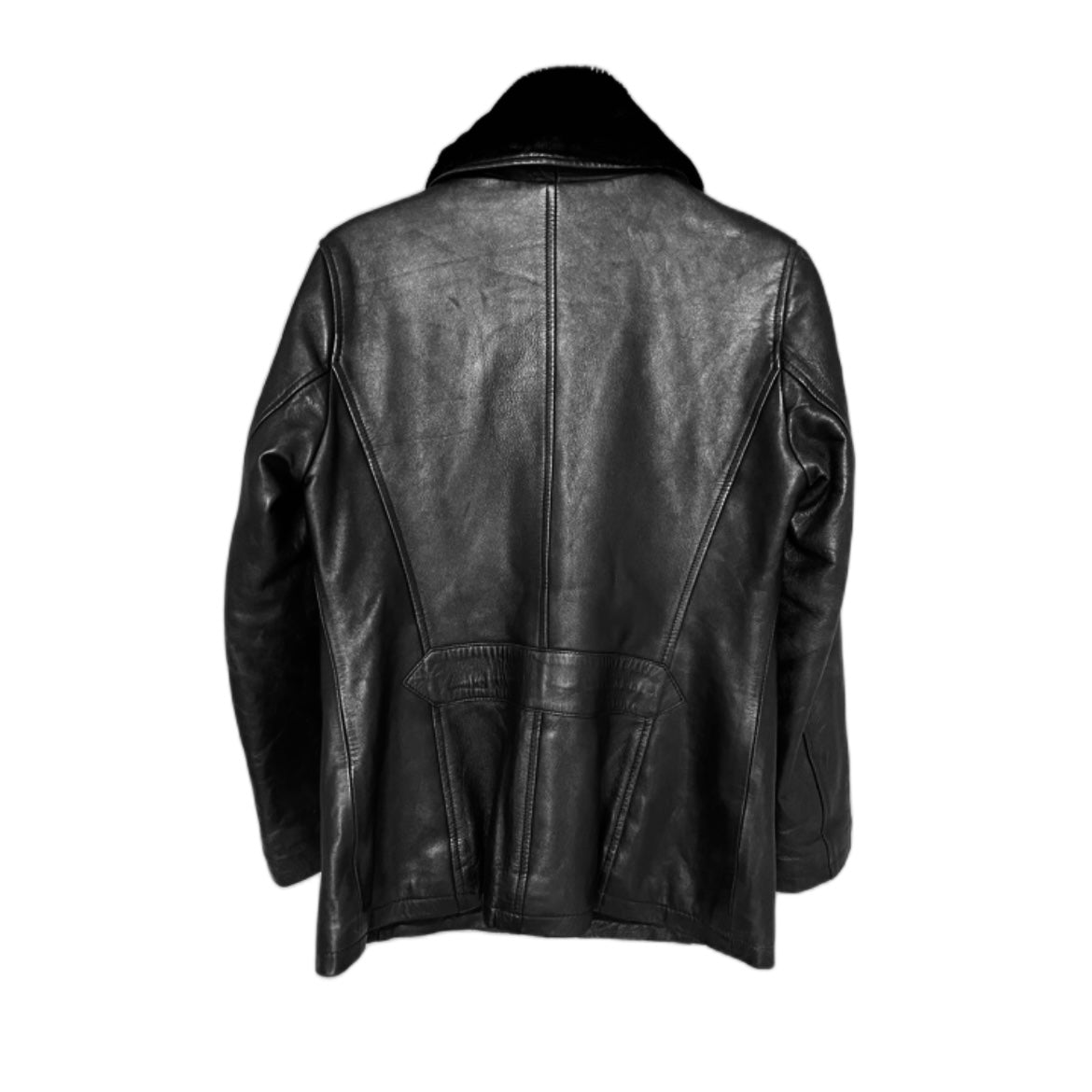 LEATHER JACKET WITH FAUX FUR COLLAR