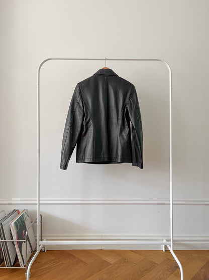 BLACK LEATHER BLAZER