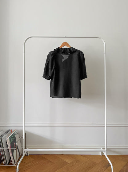 RODEBJER RUFFLED BLACK BLOUSE